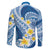 Plumeria Polynesian Blue Glitter Pattern Family Matching Mermaid Dress and Hawaiian Shirt