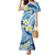 Plumeria Polynesian Blue Glitter Pattern Family Matching Mermaid Dress and Hawaiian Shirt