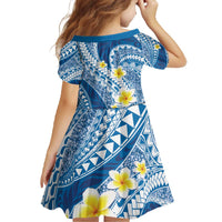 Plumeria Polynesian Blue Glitter Pattern Family Matching Off The Shoulder Long Sleeve Dress and Hawaiian Shirt