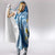 Plumeria Polynesian Blue Glitter Pattern Hooded Blanket