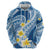 Plumeria Polynesian Blue Glitter Pattern Hoodie