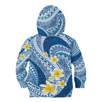 Plumeria Polynesian Blue Glitter Pattern Kid Hoodie