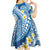 Plumeria Polynesian Blue Glitter Pattern Kid Short Sleeve Dress