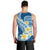 Plumeria Polynesian Blue Glitter Pattern Men Tank Top