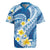 Plumeria Polynesian Blue Glitter Pattern Rugby Jersey