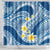 Plumeria Polynesian Blue Glitter Pattern Shower Curtain