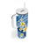 Plumeria Polynesian Blue Glitter Pattern Tumbler With Handle