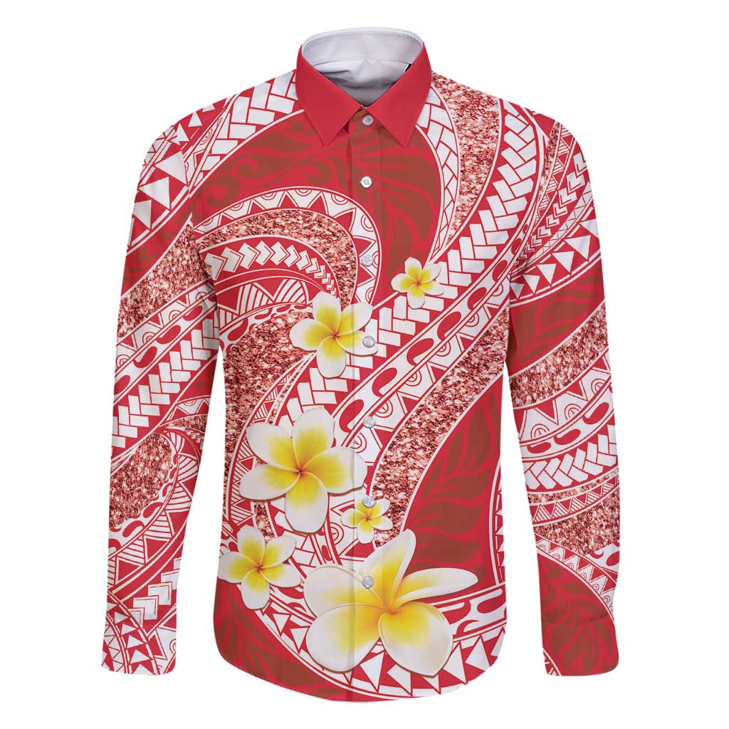 Plumeria Polynesian Coral Glitter Pattern Family Matching Mermaid Dress and Hawaiian Shirt