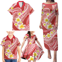 Plumeria Polynesian Coral Glitter Pattern Family Matching Puletasi and Hawaiian Shirt