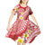 Plumeria Polynesian Coral Glitter Pattern Kid Short Sleeve Dress