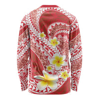 Plumeria Polynesian Coral Glitter Pattern Long Sleeve Shirt