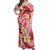 Plumeria Polynesian Coral Glitter Pattern Off Shoulder Maxi Dress
