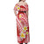 Plumeria Polynesian Coral Glitter Pattern Off Shoulder Maxi Dress