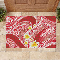 Plumeria Polynesian Coral Glitter Pattern Rubber Doormat