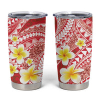 Plumeria Polynesian Coral Glitter Pattern Tumbler Cup