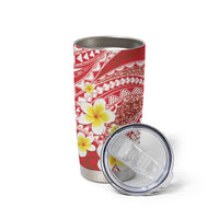 Plumeria Polynesian Coral Glitter Pattern Tumbler Cup