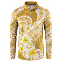 Plumeria Polynesian Gold Glitter Pattern Button Sweatshirt