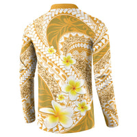Plumeria Polynesian Gold Glitter Pattern Button Sweatshirt