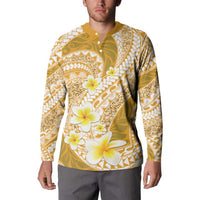 Plumeria Polynesian Gold Glitter Pattern Button Sweatshirt