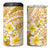 Plumeria Polynesian Gold Glitter Pattern 4 in 1 Can Cooler Tumbler