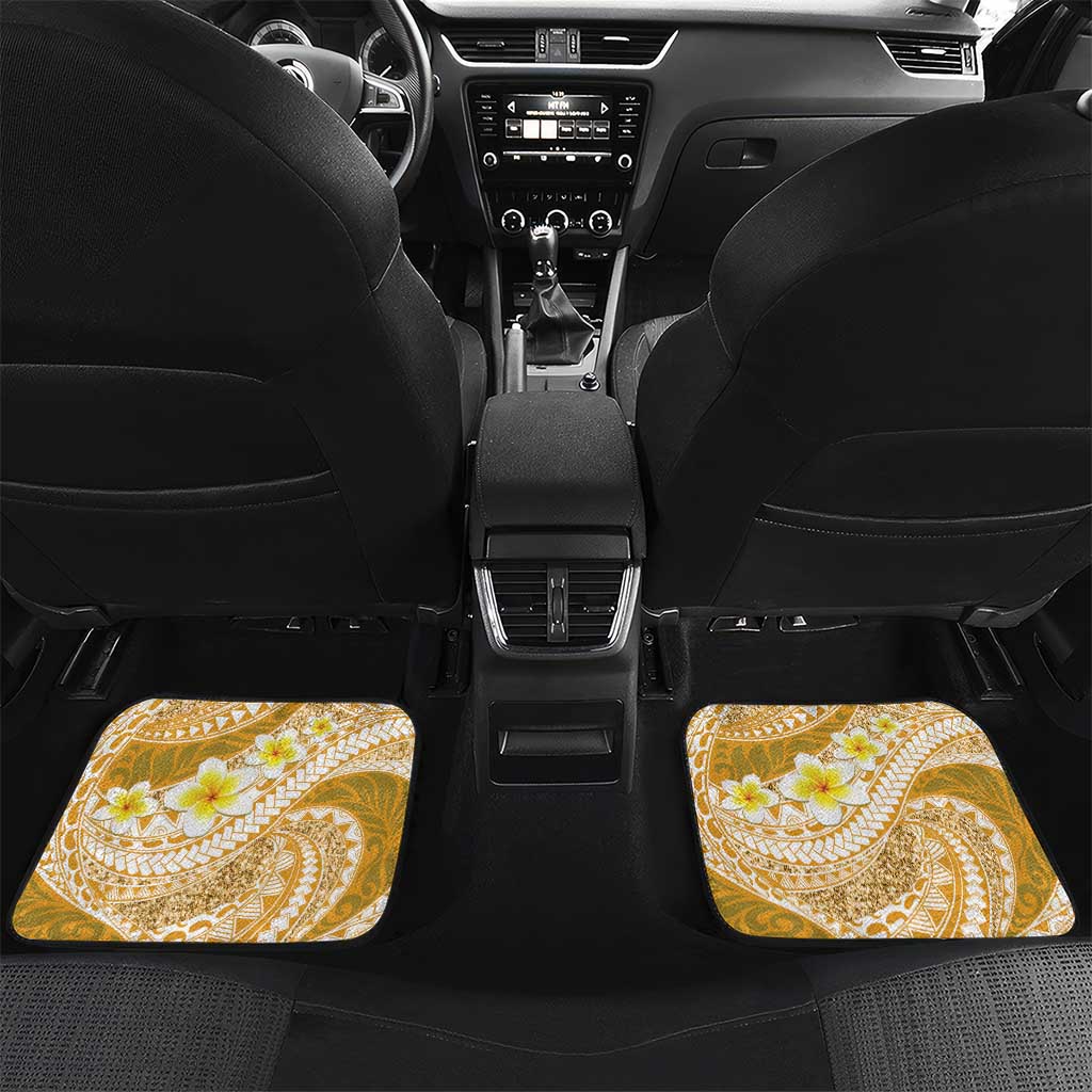 Plumeria Polynesian Gold Glitter Pattern Car Mats