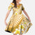 Plumeria Polynesian Gold Glitter Pattern Family Matching Mermaid Dress and Hawaiian Shirt