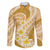 Plumeria Polynesian Gold Glitter Pattern Family Matching Mermaid Dress and Hawaiian Shirt