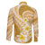 Plumeria Polynesian Gold Glitter Pattern Family Matching Mermaid Dress and Hawaiian Shirt