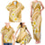 Plumeria Polynesian Gold Glitter Pattern Family Matching Tank Maxi Dress and Hawaiian Shirt