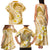 Plumeria Polynesian Gold Glitter Pattern Family Matching Tank Maxi Dress and Hawaiian Shirt