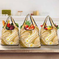 Plumeria Polynesian Gold Glitter Pattern Grocery Bag