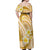 Plumeria Polynesian Gold Glitter Pattern Off Shoulder Maxi Dress