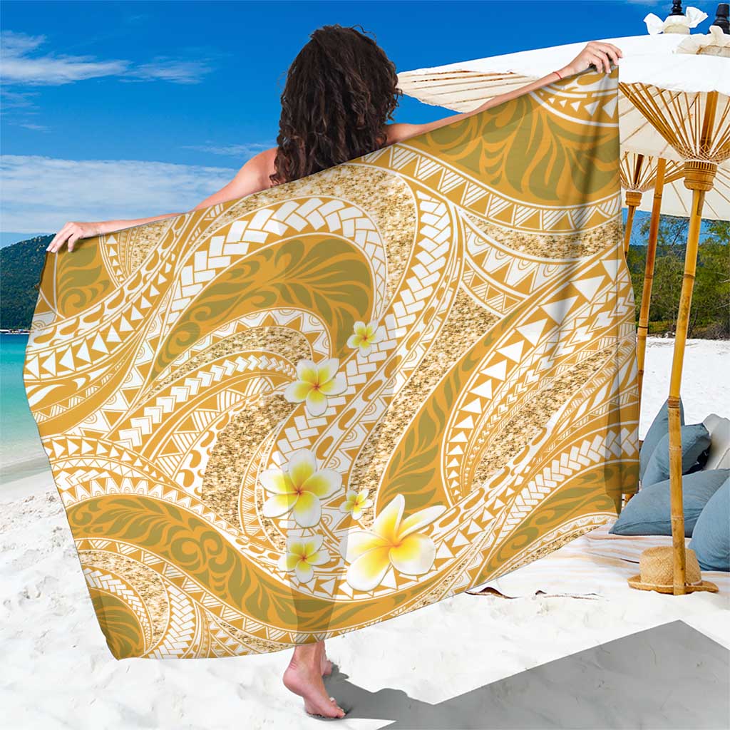 Plumeria Polynesian Gold Glitter Pattern Sarong