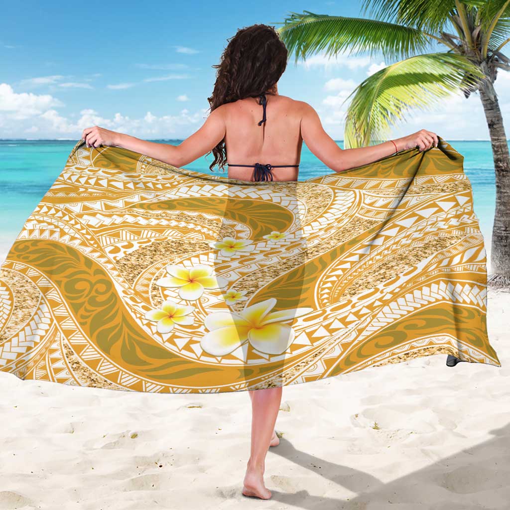 Plumeria Polynesian Gold Glitter Pattern Sarong