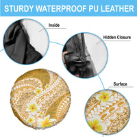 Plumeria Polynesian Gold Glitter Pattern Spare Tire Cover