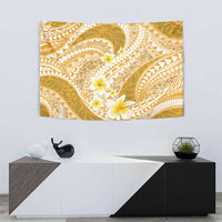 Plumeria Polynesian Gold Glitter Pattern Tapestry