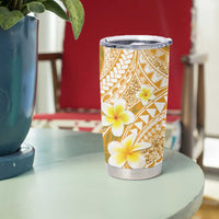 Plumeria Polynesian Gold Glitter Pattern Tumbler Cup