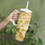 Plumeria Polynesian Gold Glitter Pattern Tumbler With Handle