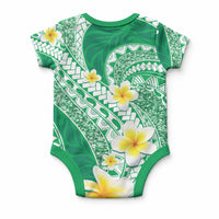 Plumeria Polynesian Green Glitter Pattern Baby Onesie LT01 - Polynesian Pride