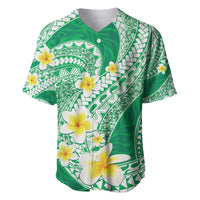 Plumeria Polynesian Green Glitter Pattern Baseball Jersey