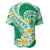 Plumeria Polynesian Green Glitter Pattern Baseball Jersey