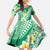 Plumeria Polynesian Green Glitter Pattern Family Matching Mermaid Dress and Hawaiian Shirt