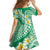 Plumeria Polynesian Green Glitter Pattern Family Matching Mermaid Dress and Hawaiian Shirt
