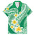 Plumeria Polynesian Green Glitter Pattern Family Matching Tank Maxi Dress and Hawaiian Shirt