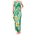 Plumeria Polynesian Green Glitter Pattern Family Matching Tank Maxi Dress and Hawaiian Shirt