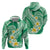 Plumeria Polynesian Green Glitter Pattern Hoodie