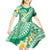 Plumeria Polynesian Green Glitter Pattern Kid Short Sleeve Dress