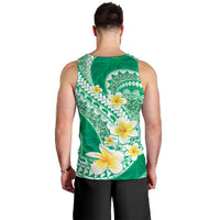 Plumeria Polynesian Green Glitter Pattern Men Tank Top
