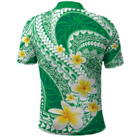 Plumeria Polynesian Green Glitter Pattern Polo Shirt