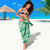 Plumeria Polynesian Green Glitter Pattern Sarong